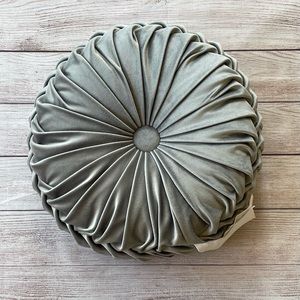 NEW Round Silver Tufted Pillow